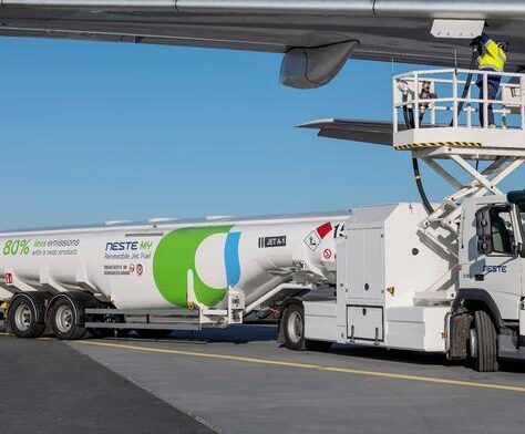 Sustainable Aviation Fuel - tunker truck at airport